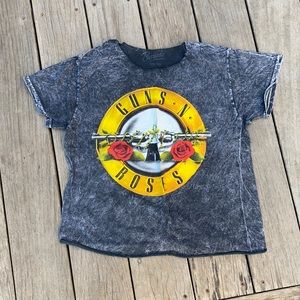 Bravado Acid Washed Guns and Roses Crop Top T-shirt